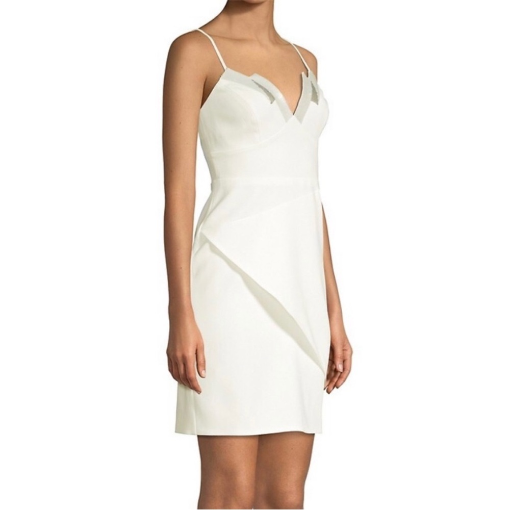 BCBGMaxAzria White Sheath Mini Dress, with silver Sequin